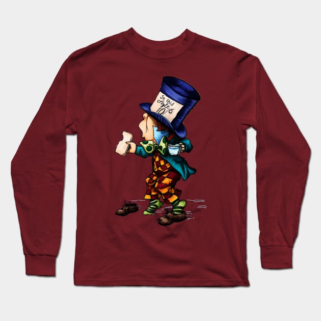 Vintage mad hatter with bright colors, from Alices adventures in wonderland tale Long Sleeve T-Shirt by NadiaChevrel